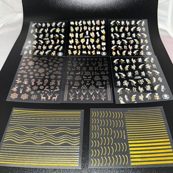 Other - 8 Sheets Nail Art Stickers! Metallic Gold, Rose Gold Designs, Winter, Fall Theme